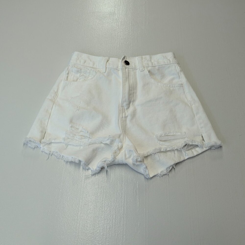 NWOT Buddy Love Size 27 White Denim Cut Off Shorts